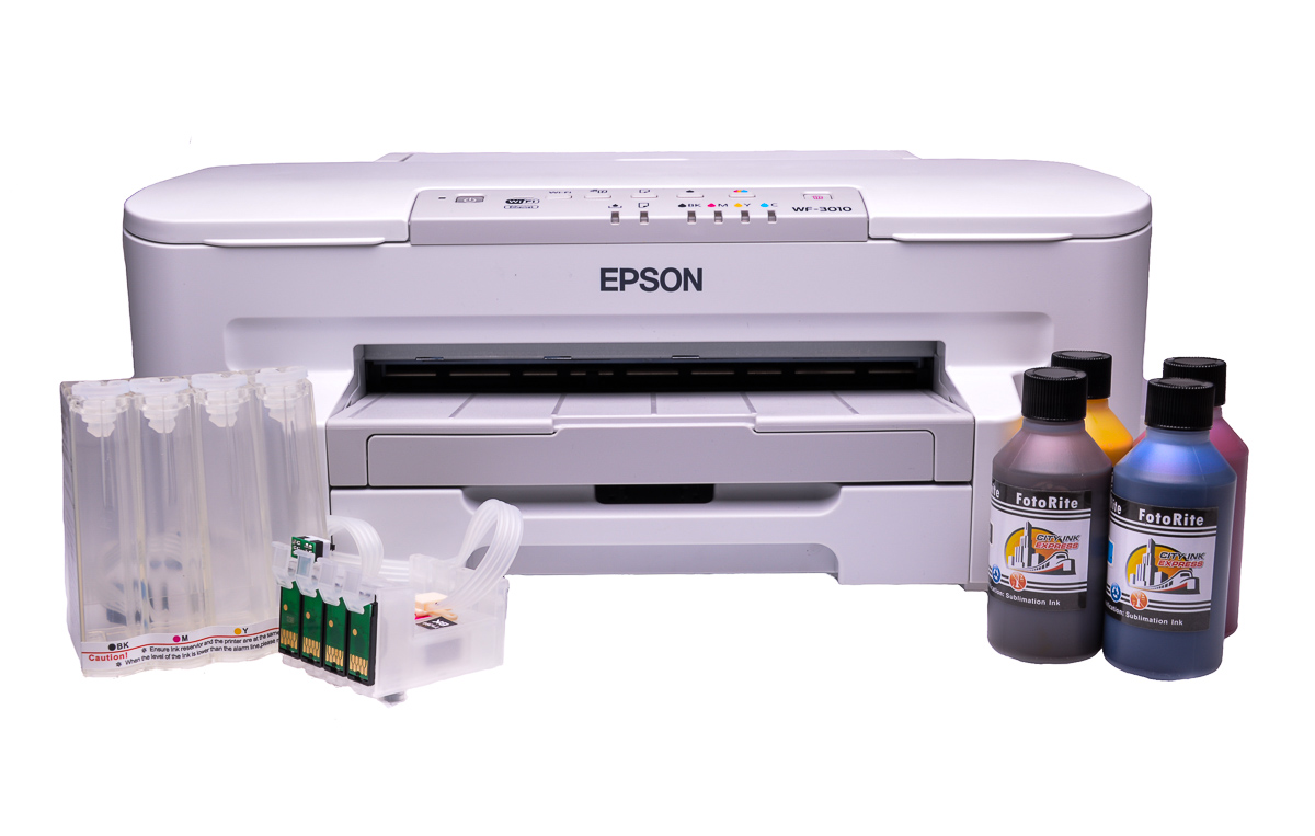 Epson WF3010dw A4 SUBLIMATION Printer and Heat Transfer ink BUNDLE Ciss