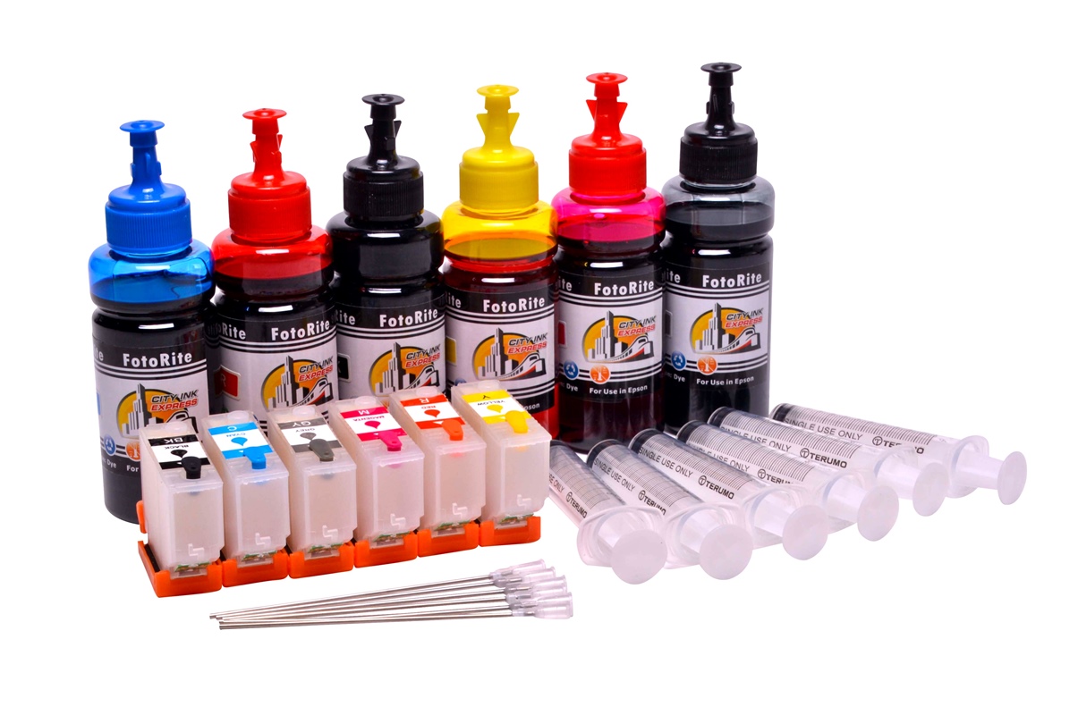 Refillable 378 Multipack Cheap printer cartridges for Epson XP-15000 378XL - C13T379D4010 dye ink