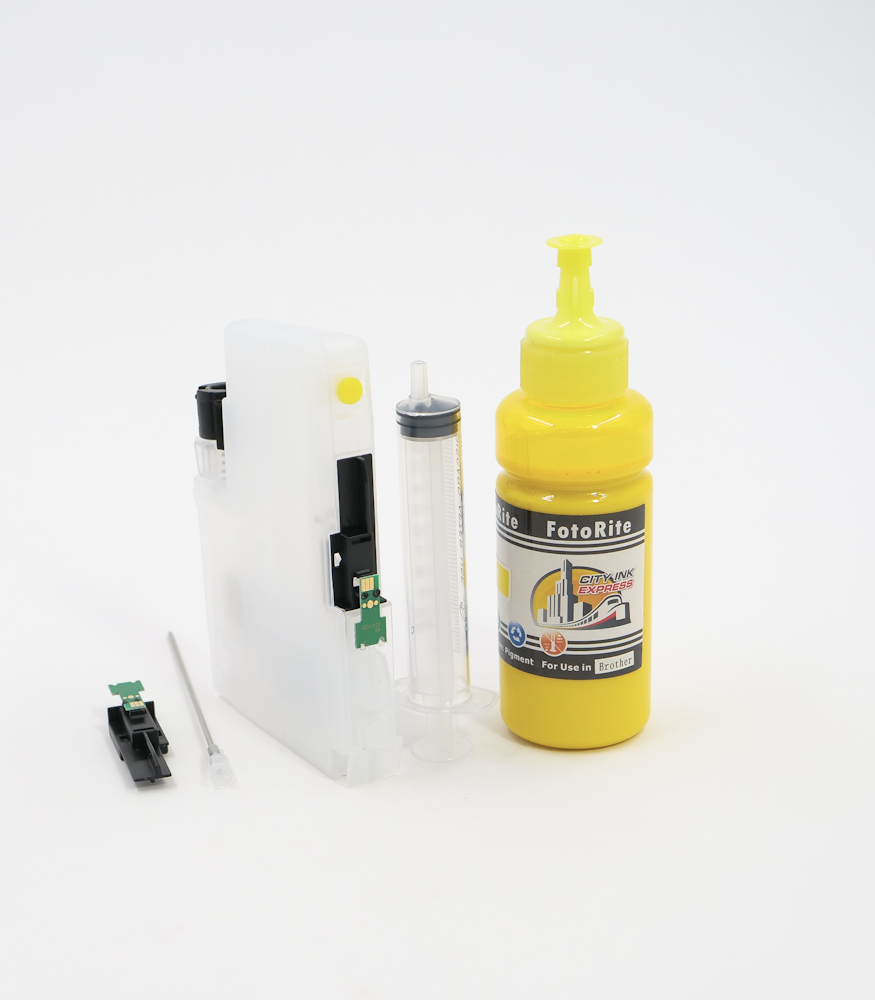 Refillable pigment Cheap printer cartridges for Brother DCP-J1200W LC424XLYE LC424YE Yellow