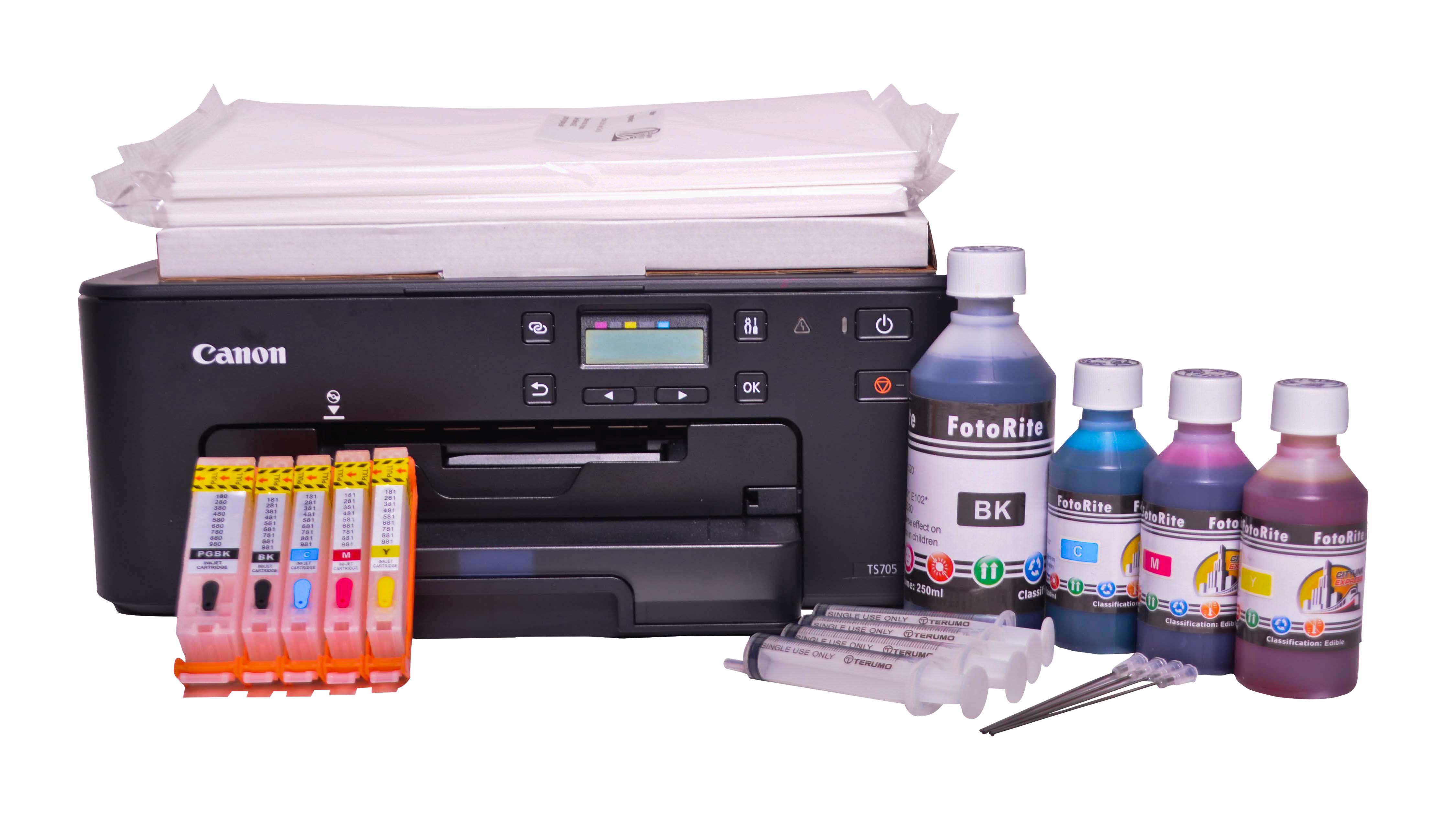 EDIBLE PRINTER KIT refillable cartridges, edible ink, 50 wafer paper